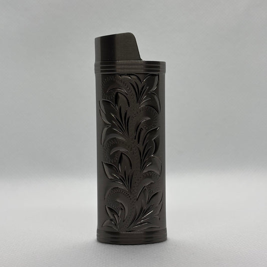 Aansteker Case - Vintage Bloemen - Zwart - Metaal