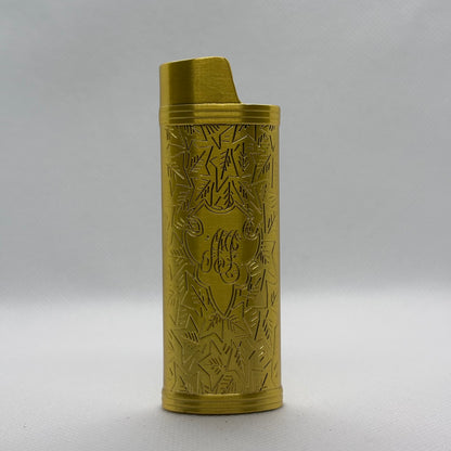Aansteker Case - Esdoornblad Patroon - Goud - Metaal