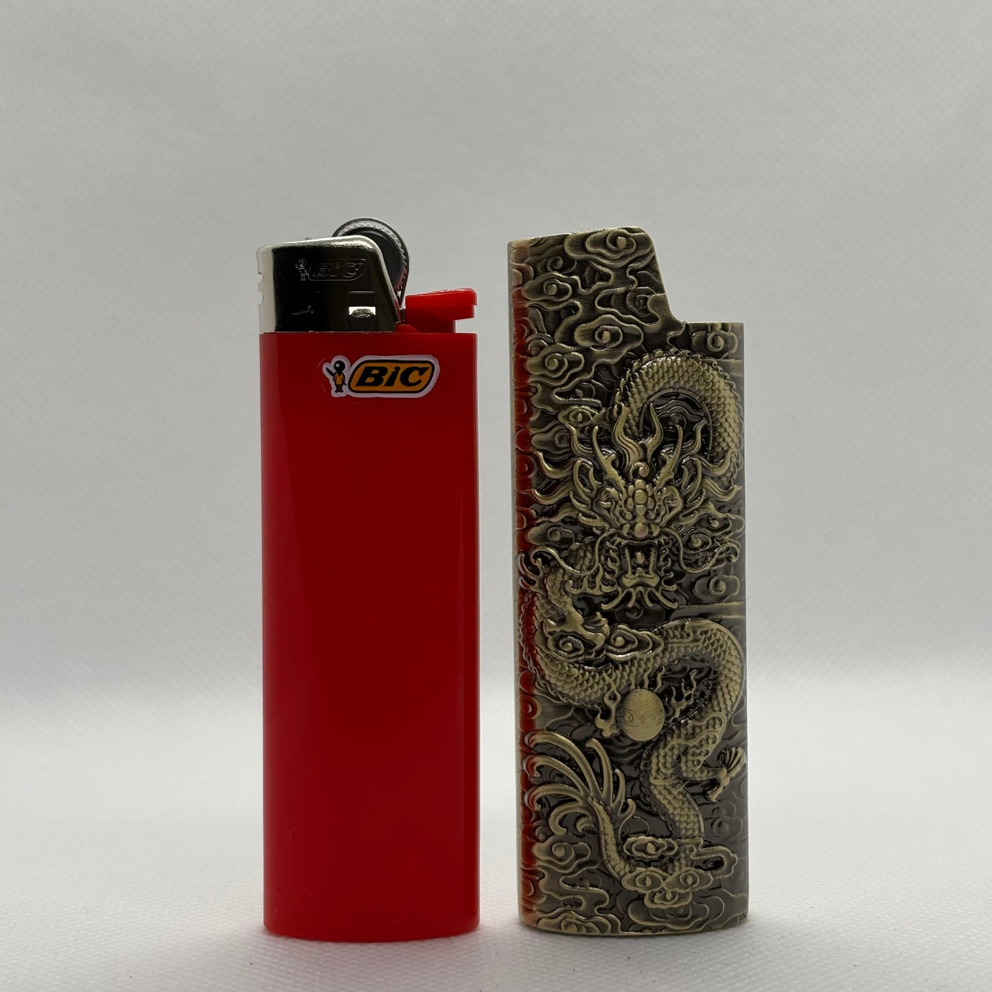 Aansteker Case - Draak Patroon - Brons - Metaal