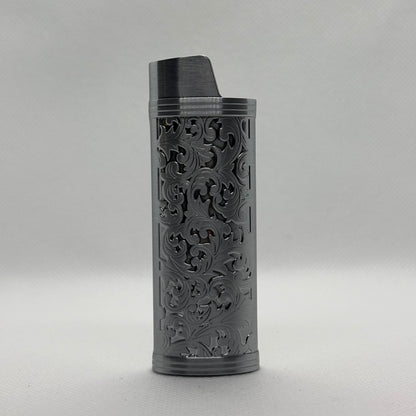 Aansteker Case - Botanisch Patroon - Zilver 2 - Metaal